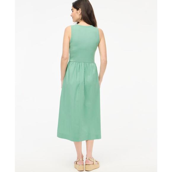 J.Crew Ribbed Knit Mixy Tank Midi Dress WMNS PS Eucalyptus Steam A-Line Pullover - Picture 2 of 10
